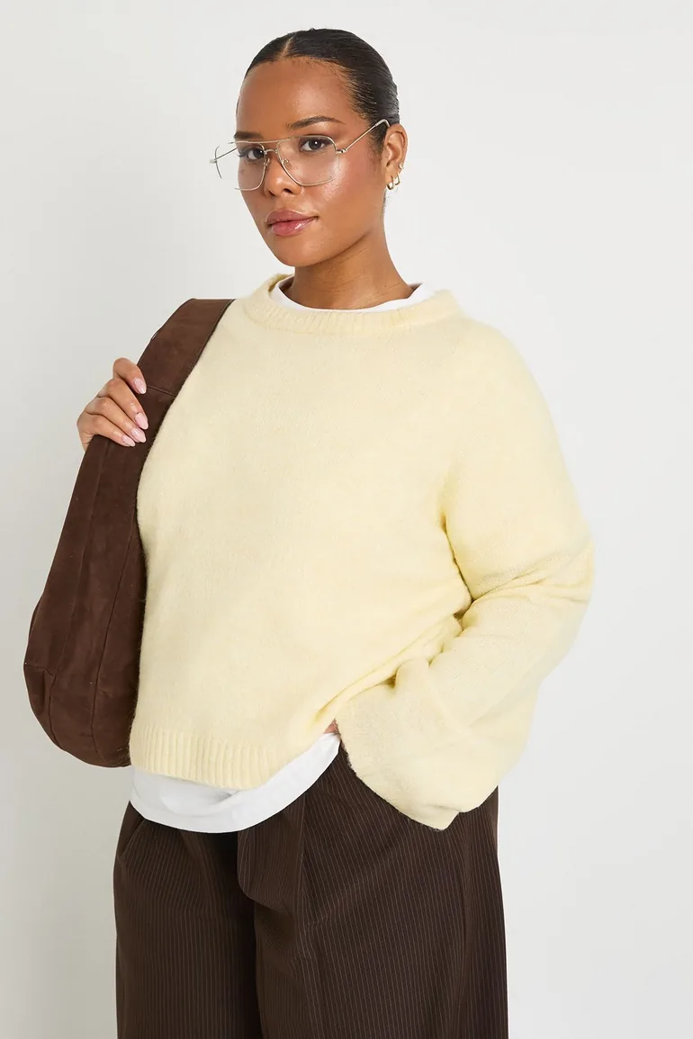 Plus Super Soft Crew Knitted Jumper - butter - 1