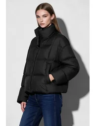 Stand Collar Zip-Up Down Jacket - 3