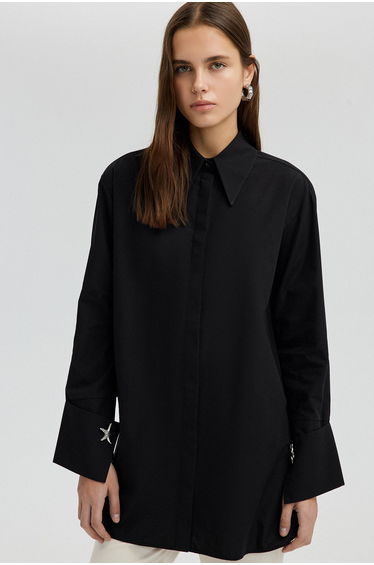 POPLIN SHIRT WITH WIDE CUFF
