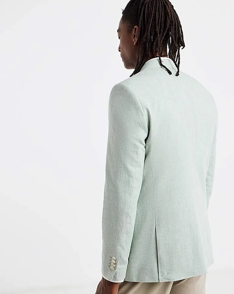 Light Green Linen Blend Blazer - 3