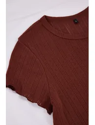 Brown Baby Overlock Corded Fabric /Pointel Knitted Pajama Set - 7