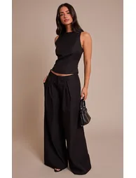 Petite Black Tailored Woven Wide Leg Trousers - 5