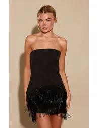 فستان بريتي ليتل ثينق أسود قصير بقصة ضيقة بلا أكتاف - 1