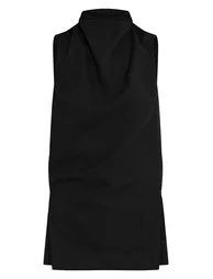Black High Neck Tailored Sleeveless Top - 4
