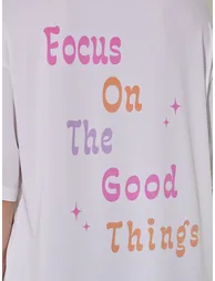Slogan Print Round Neck Oversized T-Shirt - 4