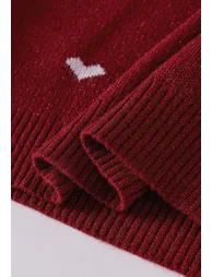 Dainty Heart Metallic Thread Knit Sweater - 7