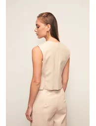Button Detailed Leather Vest - 5