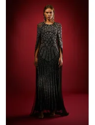 Premium Embellished Caped Maxi Dress - 2