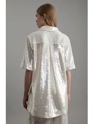 Sequin Collard Tunic blouses - 3