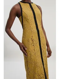 Lace with black taping woven dress - 1