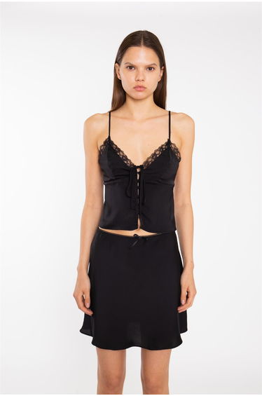 Black-Satin Button-Front Cami-Top product thumbnail 3