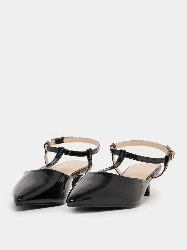 Ankle Strap Pointed Toe Kitten Heel Shoes - 2