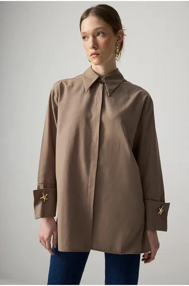 POPLIN SHIRT WITH WIDE CUFF