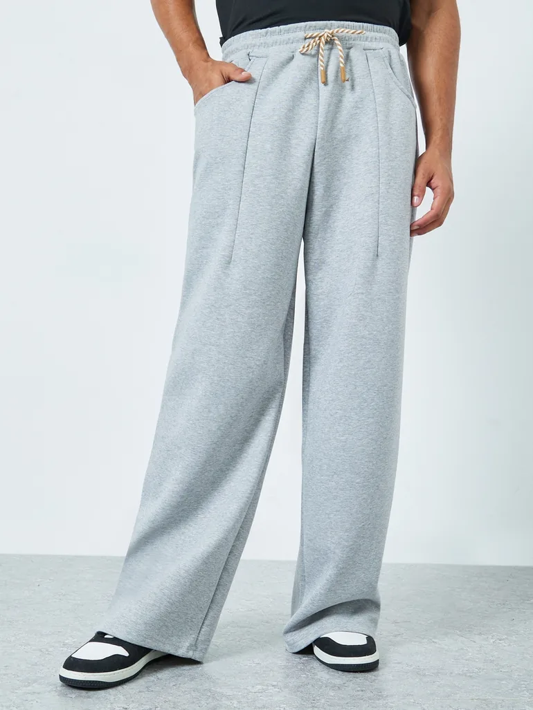 Men Wide Leg Joggers with Back Pocket Detail - 1