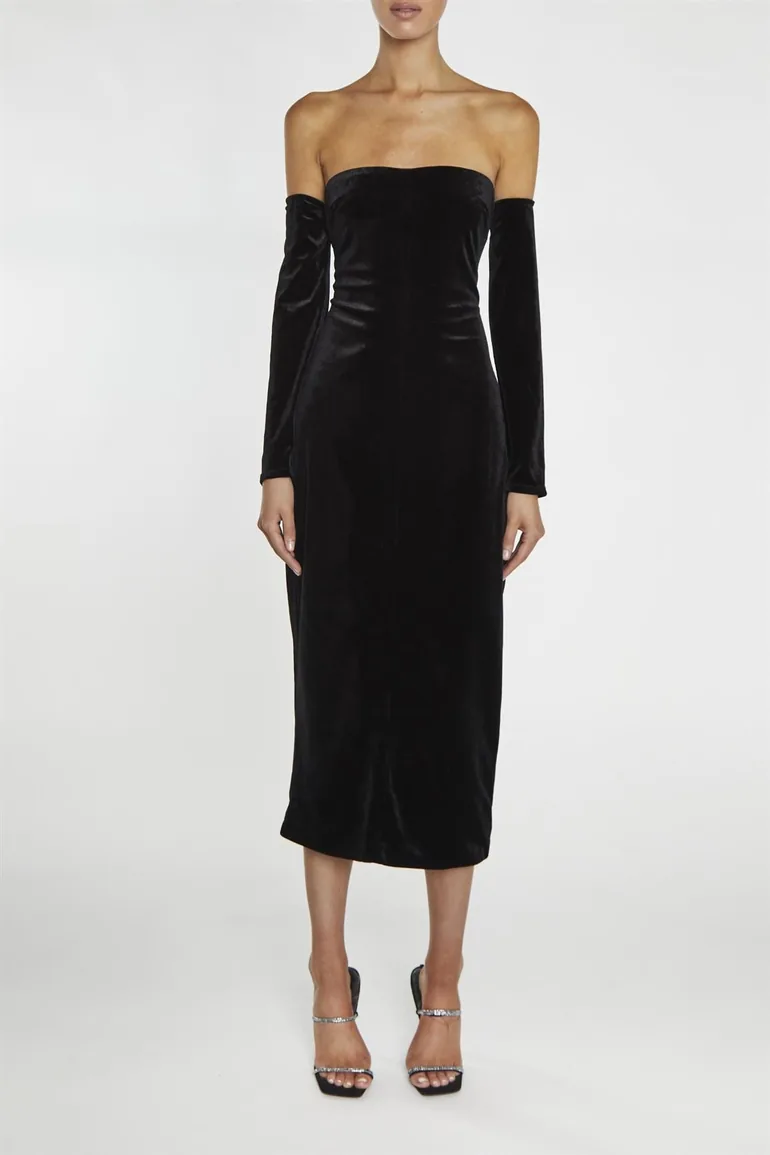 Zoe Black Bardot Fitted Midi Dress - 3