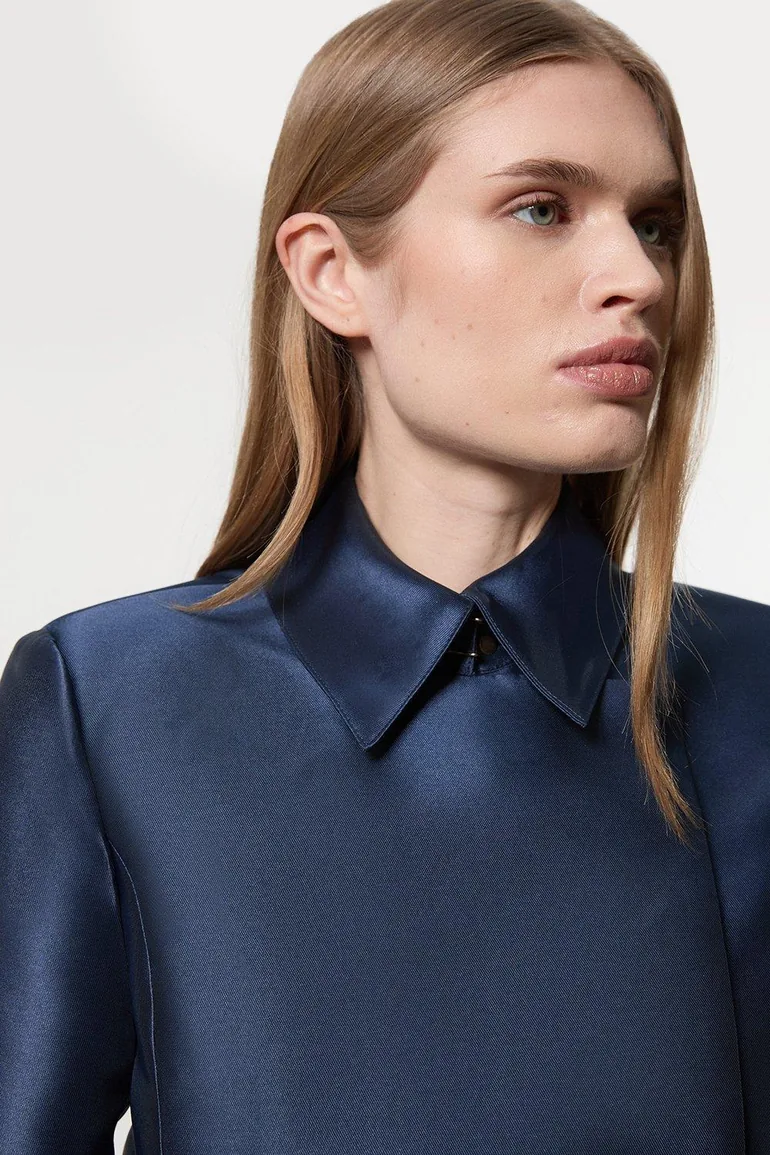 Collared Twill Cropped Woven  Jacket - 3