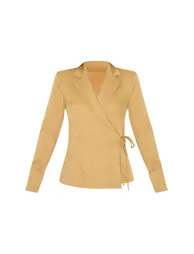 Taupe Super Boxy Tie Side Blazer - 4