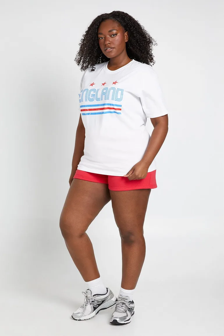 Plus England Football Printed T-Shirt - white