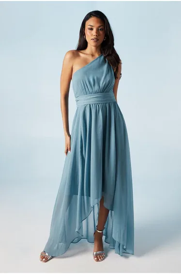 High Low Chiffon One Shoulder Dress
