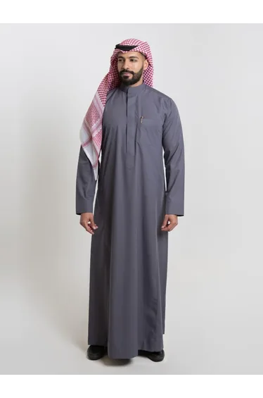 Men Classic Summer Thobe, Grey - 58inches