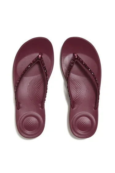 Iqushion Multi-Crystal Ergonomic Flip-Flops Dark Merlot