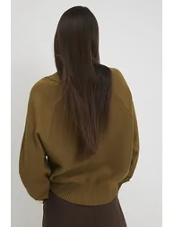 Green Cotton V Neck Jumper - 2