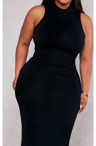Plus Black High Neck Midaxi Dress product thumbnail 4