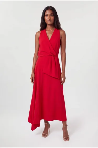 Soft Tailored Drape Midi Dress