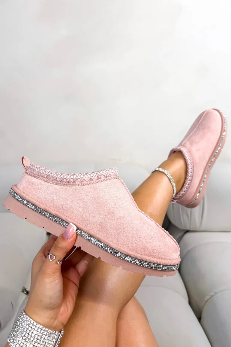 Lemonade Crystal Tazgirl Faux Fur Lined Mule Clog Slippers Pink - 1