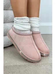 Lemonade Crystal Tazgirl Faux Fur Lined Mule Clog Slippers Pink - 3