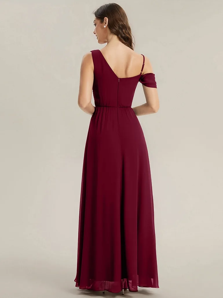 Sleeveless Cowl Neck A-Line Chiffon Maxi Bridesmaid Dresses - 1