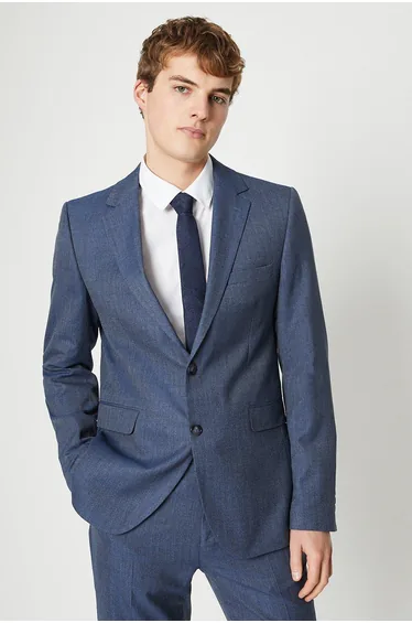 Dusty Blue Semi Plain Suit Jacket