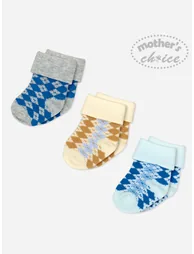 Pack of 3 - Baby Cotton Turn Head Socks 0-6M