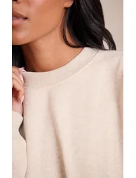 Tall Oatmeal Marl Oversized Crew Sweatshirt - 3