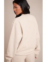Tall Oatmeal Marl Oversized Crew Sweatshirt - 1