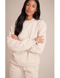 Tall Oatmeal Marl Oversized Crew Sweatshirt - 5