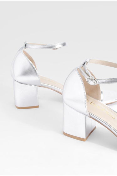Low Block Metallic Barely There Heels - silver product thumbnail 4