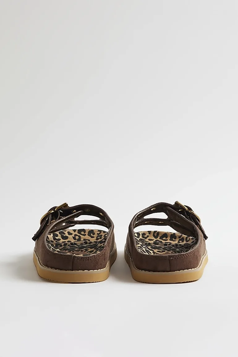 Brown Leopard Lined Footbed Sandals - 1