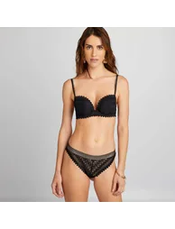 Lace tanga briefs black