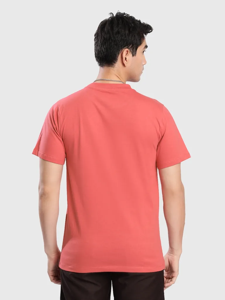 Men Pink Solid Regular Fit T-Shirt - 4