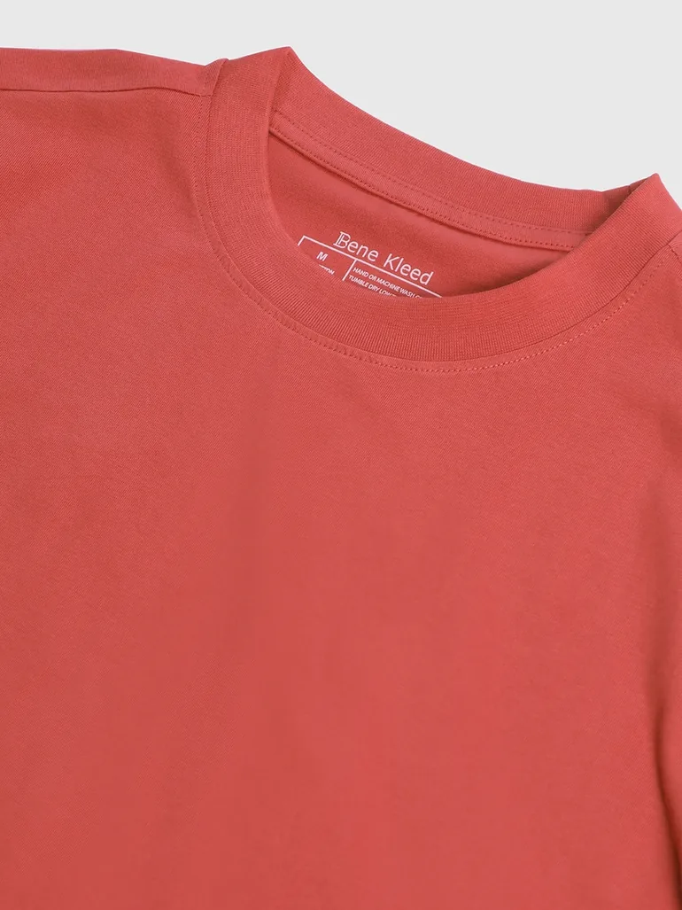 Men Pink Solid Regular Fit T-Shirt - 5