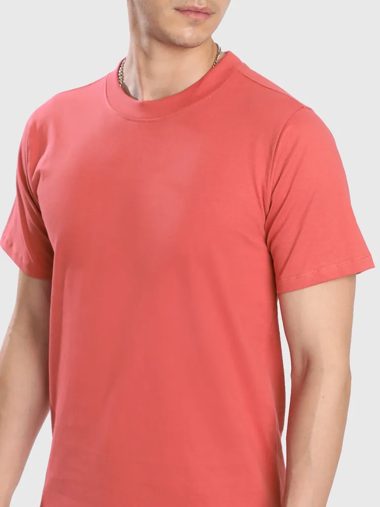 Men Pink Solid Regular Fit T-Shirt - 3
