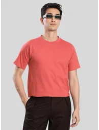 Men Pink Solid Regular Fit T-Shirt