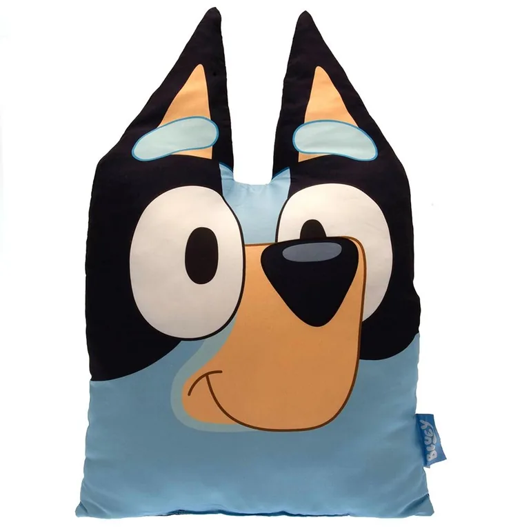 Bluey Face Filled Cushion - Blue/Black/Brown