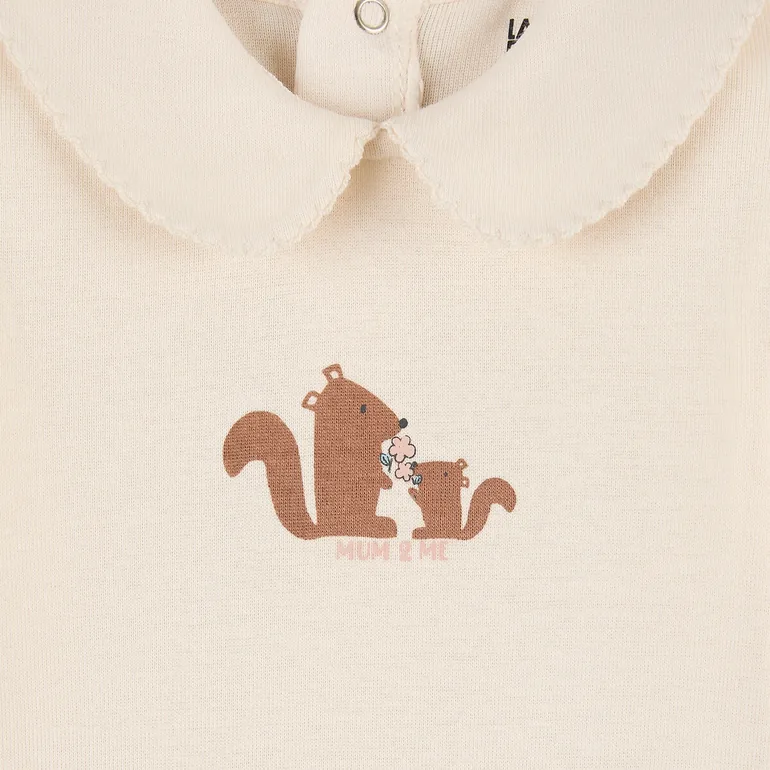 Pack of 3 Striped/Floral Print/Squirrel Print Long Sleeve Bodysuits - 1