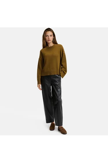 Faux Leather High Waist Wide Leg Barrel Trousers