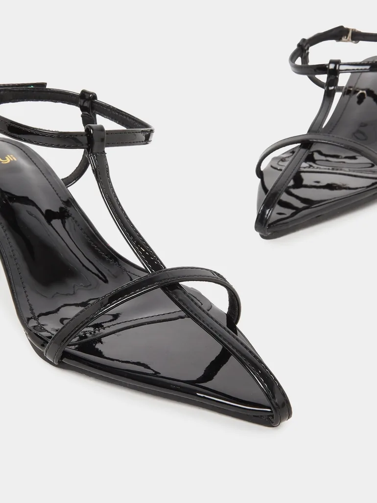 Plain Strappy Kitten Heel Sandals - 3