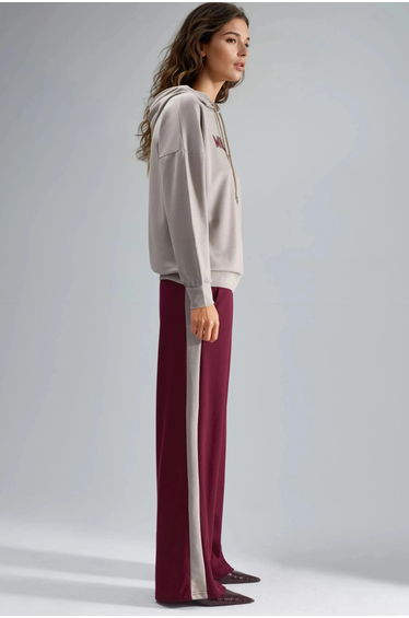 Modal Touch Hooded Embroidered Long Wide Leg Two-Piece Co-ord Set Bersan Collection product thumbnail 4