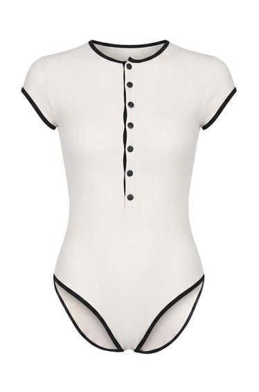 Ecru Surfer Covered Color Block Textured Regular Swimsuit product thumbnail 2