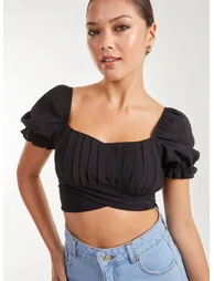 Puff Sleeve Tie Back Top - 4